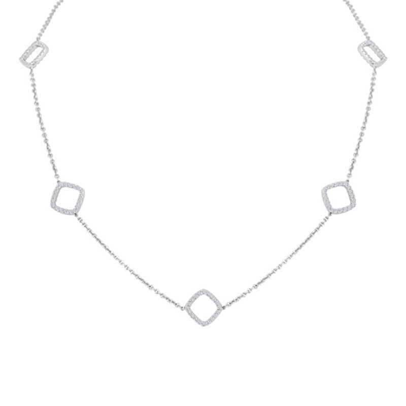 Diamond Cushion Shape Spaced Necklace