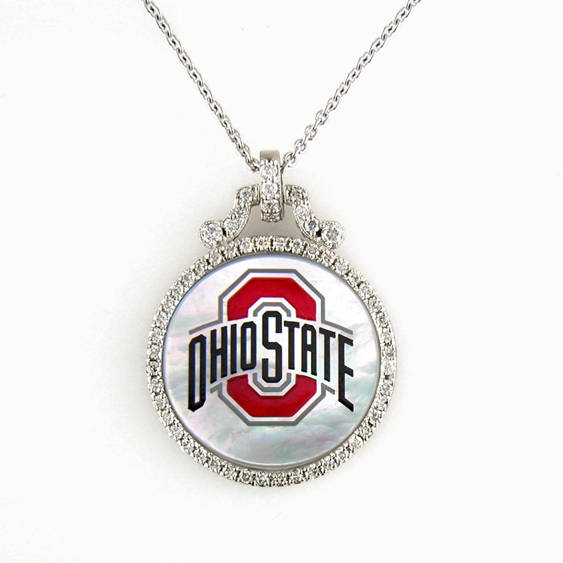 OSU Mother of Pearl and Diamond Pendant