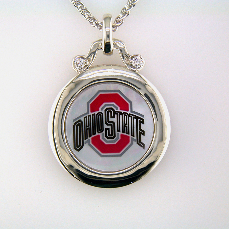 OSU Mother of Pearl Pendant with Diamond Accent