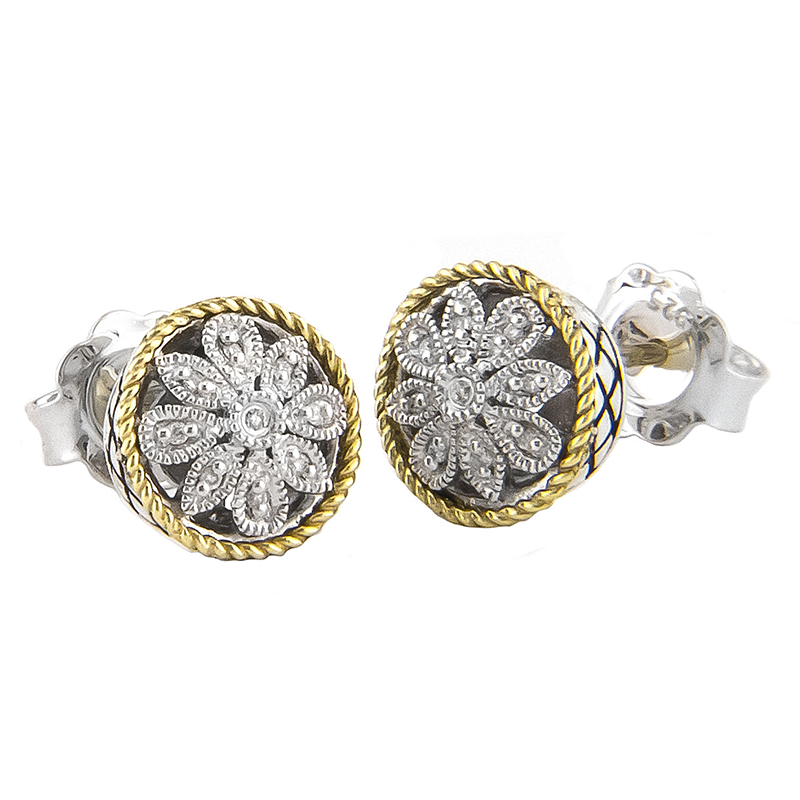 Sterling Floral Round Earrings