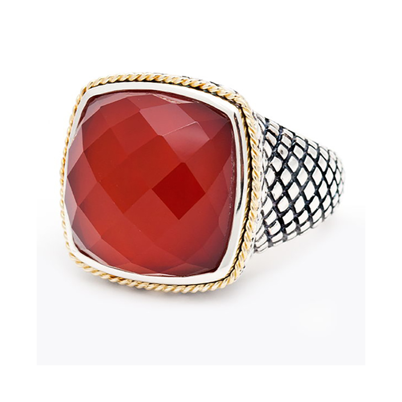 Sterling &amp; 18K Red Agate Ring