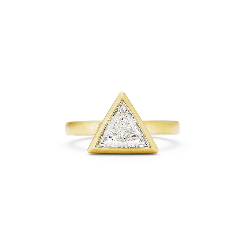 Trillion Diamond Matte Engagement Ring