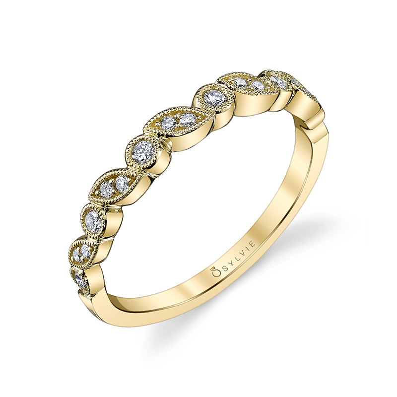 Oblique Marquise and Round Stackable Band