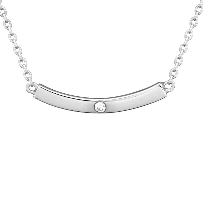 Sterling silver diamond curve necklace